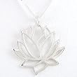 Large Open Design Lotus Flower Pendant in Sterling Silver on a 16" Sterling Box Chain, #8451