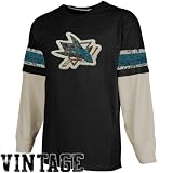 NHL Youth San Jose Sharks Twill Patch W/ Sleeve Hit L/S Layered Vintage Tee - R58Nvarr (Antique Black, Medium)