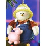 Snowberry Cuties Farmer & Pig Christmas Ornament