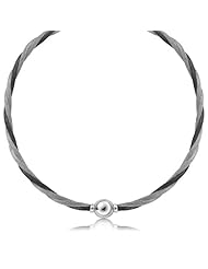 Sterling Silver Rhodium and Ruthenium Plated Two Tone Necklace