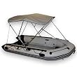 Aluminum Bimini Top for 11.8 to 12.6 ft Inflatable Boat, 3 Bow Design with Gray Canopy