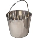 ProSelect Stainless Steel Flat Sided Pails  -  Durable Pails for Fences, Cages, Crates, or Kennels - 83/4", 6-Quart