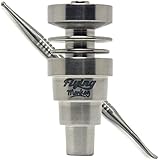 Flying Monkey Ti Nail - 10mm 14mm 18mm 19mm Grade 2 Universal Tool fits Male OR Female Connections - Kit comes with Bonus Wax Carving Tool - Reversible