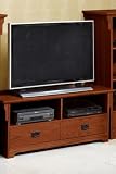 Wide-screen Tv Stand Wood Two-drawer Dark Oak