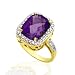 BEAUTIFUL GENUINE AMETHYST & DIAMOND RING 14K