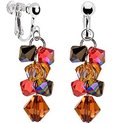 Handcrafted Sterling Silver Austrian Crystal Clip Earrings