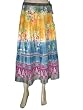 New Fashion Designer Skirt Yellow with Multi Colored Floral Print Cotton Circular Long Sequin Skirt 32"