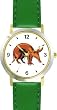 Anteater or Aardvark Animal - WATCHBUDDY&reg; DELUXE TWO-TONE THEME WATCH - Arabic Numbers - Green Leather Strap-Size-Large ( Men's Size or Jumbo Women's Size )