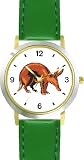 Anteater or Aardvark Animal - WATCHBUDDY&reg; DELUXE TWO-TONE THEME WATCH - Arabic Numbers - Green Leather Strap-Size-Large ( Men's Size or Jumbo Women's Size )
