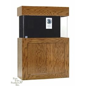 Clear-for-Life Rectangle 55 Gallon Acrylic Aquarium (Black) w/ LS Oak Stand & Canopy