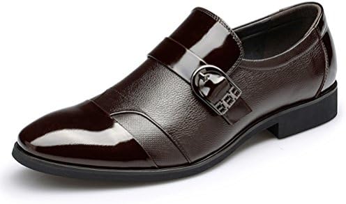 AMANGU Men's Casual Patent Leather Slip on Formal Tuxedo Oxford Dress Shoes