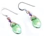 Baerreis - Light Peridot Green Czech Lustre Fire Polished Leaf and Purple Swarovski Crystal Bead Earrings- Hand Crafted Artisan Jewelry USA