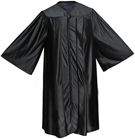 Apparel Group Men's Shiny Black Bachelor Academic Cap, Gown & Tassel 48XL(5'3" - 5'5")