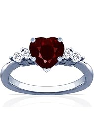 18K White Gold Heart Cut Ruby Ring With Sidestones (GIA Certificate)