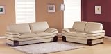 Contemporary Furniture Cappuccino Leather Sofa and Loveseat Living
Room Set