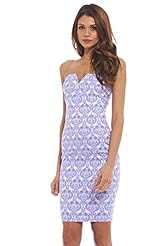 Cotton/Elastane/Polyester Plunging Neck General Print  Dress