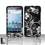 Rubberized Black Silver Flower Vine Butterfly Snap on Hard Shell Cover Prot ....