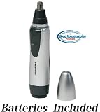 Panasonic All-in-One Nose & Ear Hair Trimmer with Dual-Edge Stainless Steel Blade, Wet/Dry Operation, & Protective Cap Silver * Batteries Included *