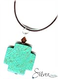 Turquoise Cross and Swarovski Crystal Pendant Necklace