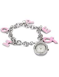 Bombshell Womens SWN-0672 HOPE Breast Cancer Awareness Charm Bracelet Watch