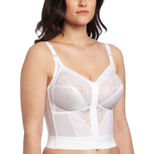 Carnival Womens Front Closure Longline Bra, White, 36B