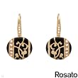 ROSATO Made in Italy Attractive Earrings With Cubic zirconia Black Enamel and 14K/925 Gold plated Silver. Total item weight 6.1g Length 25mm
