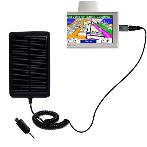 Solar Powered Rechargeable External Battery Pocket Charger for the Garmin Nuvi 660 - uses Gomadic TipExchange Technology
