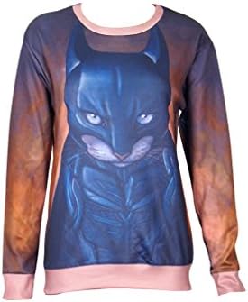 Ninimour- Fashion Women's Cartoon 3 D Print Sweatshirt Pullovers Hoodies (M, batman cat)