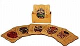 Set Of 6 Chinese Painting Bamboo Coasters