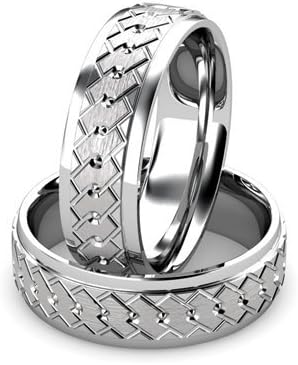 Platinum Men's Laser Cut Wedding Band featuring a brushed center with lasercut zig-zag center design and high polished edges