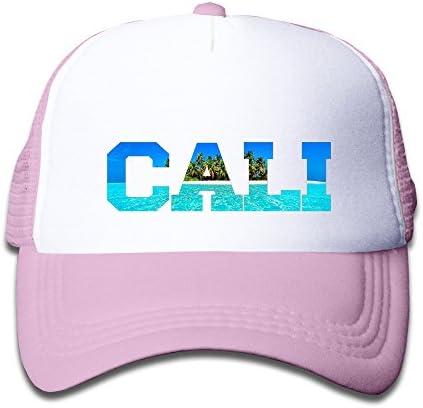 California Republic Turquoise Palm Kids Adjustable Mesh Trucker Caps Pink