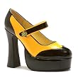 5.5 Inch Women's Sexy Mary Jane Shoes Mid Platform Chunky Heel With Bumblebee Button Theatre Costumes Accessory