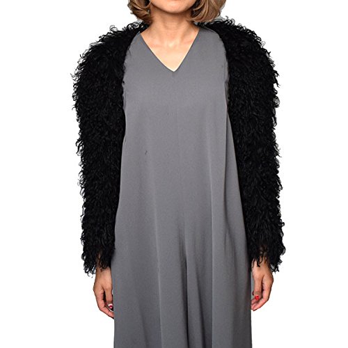 (グッチ)GUCCI 羊毛 ボリュームファー ショートコート　ブラック　40 ［中古］