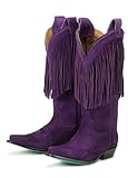 Lane Boots Fringe in Purple Leather Fashion Cowgirl Boots