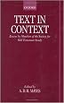 Text in Context: Essays by Members of the Society for Old Testament Study