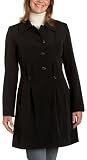 AK Anne Klein Women's Button Front Seamed Waist Bonded Nylon All-Weather Coat