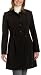 AK Anne Klein Women's Button Front Seamed Waist Bonded Nylon All-Weather Coat, Black, Medium