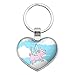 Flying Pig in The Clouds Heart Love Metal Keychain Key Chain Ring