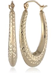 14k Yellow Gold D-Cut Hoop Earrings