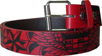 Red TATTOO STAR Design Genuine Leather Punk Rock Belt