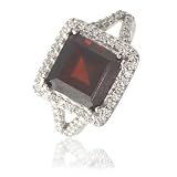 4.50cttw Natural White Diamond (SI Clarity, GH Color) & Garnet Ring in 14K White Gold.