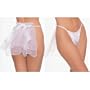 Leg Avenue Satin Bridal Pearl Beaded Thong With Full Train