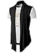 H2H Men's Shawl Collar Sleeveless Cardigan with No Button BLACK US XL/Asia 2XL (KMOCASL01)