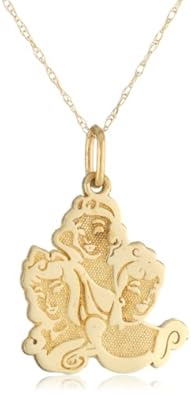 Cheap Girls Jewelry Disney Princess 10kt Gold 3 Princesses Girls Pendant Necklace For Sale