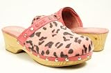 Furry Pink Black Cheetah Clogs Slip-on Shoes Vegan