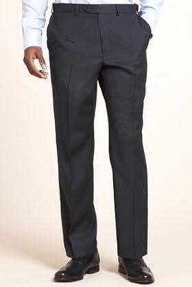 Sartorial Wool Rich Flat Front Self Stripe Trousers With Cashmere
