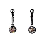 Earrings - E358 - Swarovski (tm) Crystal Drops (10mm / 3/8) ~ Black Diamond (Grey / Grey)