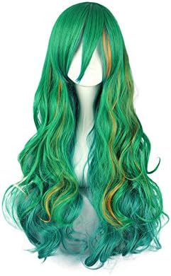 Taobao Building Yowamushi Pedal Yuusuke Mixed Green Orange Long Curly Anime Costume Cosplay Wig Party Hair Full Wigs