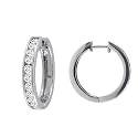 14k White or Yellow Gold Channel-Set Diamond Hoop Earrings (1 cttw, H-I Color, I1-I2 Clarity)