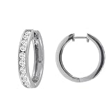 10k White or Yellow Gold Channel-Set Diamond Hoop Earrings (1 cttw, H-I Color, I2-I3 Clarity)